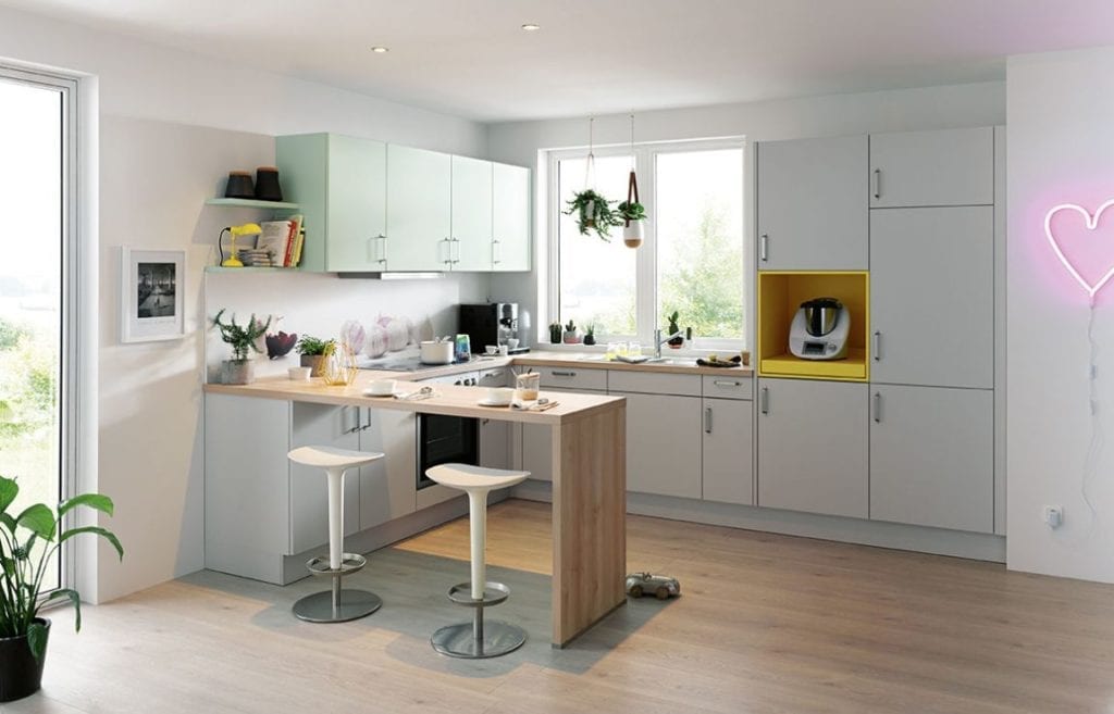 C Range Crystal Grey Matt Kitchen u shaped kitchen