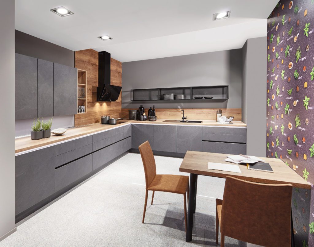 Slate grey L Shaped Kitchen Layout u shaped kitchen